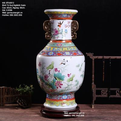 BÌNH SỨ HOẠ TIẾT TỨ QUÝ NGHÊNH XUÂN
